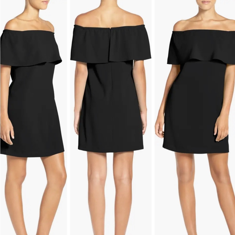 Charles Henry Black Off The Shoulder Mini Dress